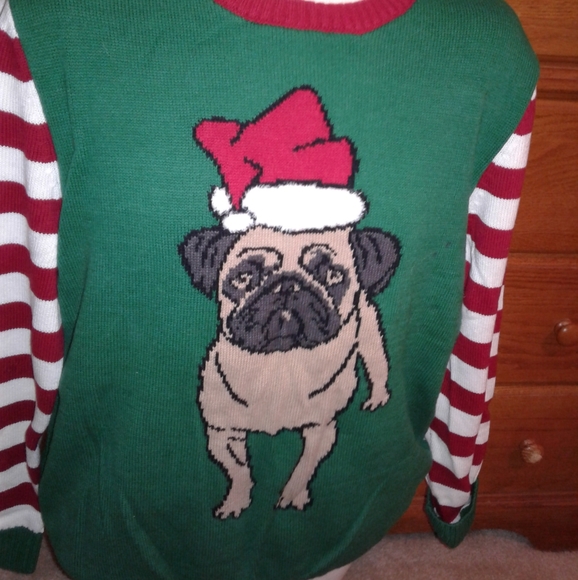 Ugly Christmas Sweater Pug Lover Alert - Picture 2 of 7